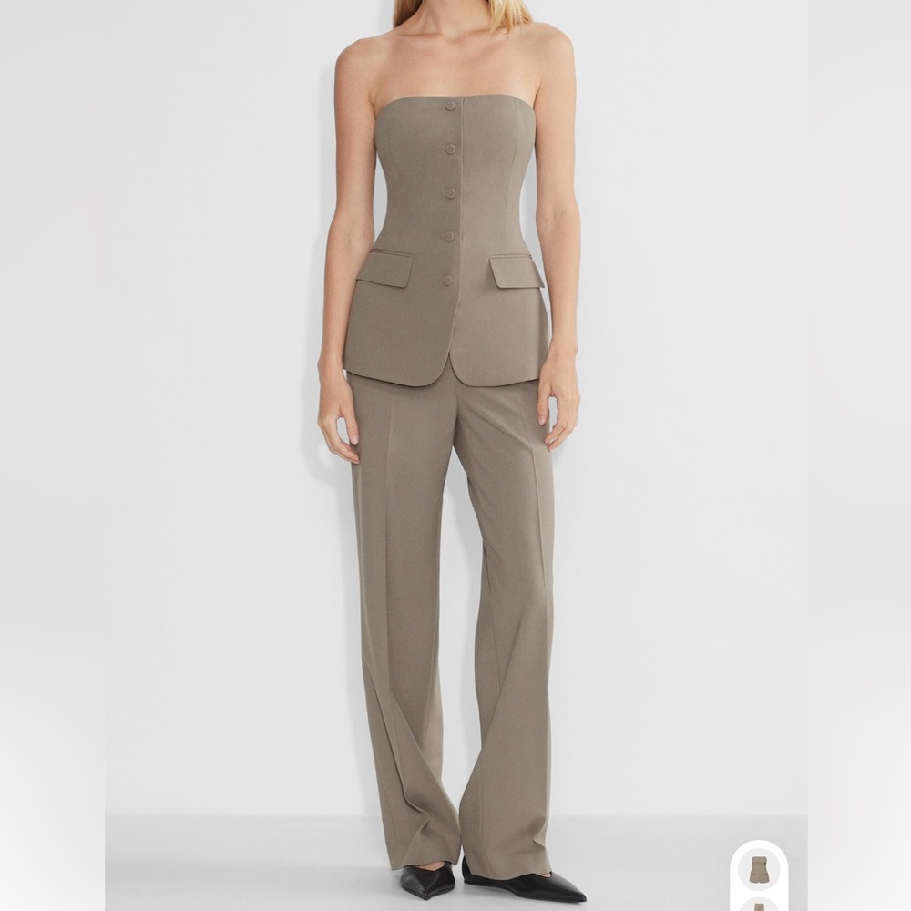 Babaton Insider Tube Top Strapless Tailored Bustier Top in Felted Taupe 00 - Picture 9 of 10